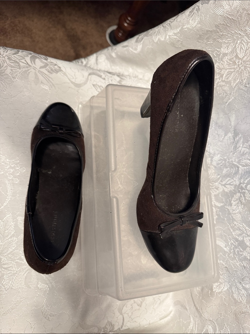 Predictions Two-Tone Brown and Black Suede Pump with Bow - Picture 3 of 3